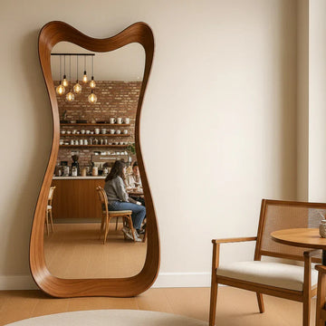Premium Lawrwance Mirror: Luxury Teak Wood Designer Decor | Nkartz