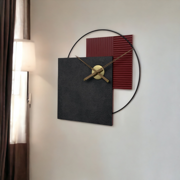 Designer Luxury Premium Minimalist Abstract Mordern  Metal And Wooden Orbit Wall Clock