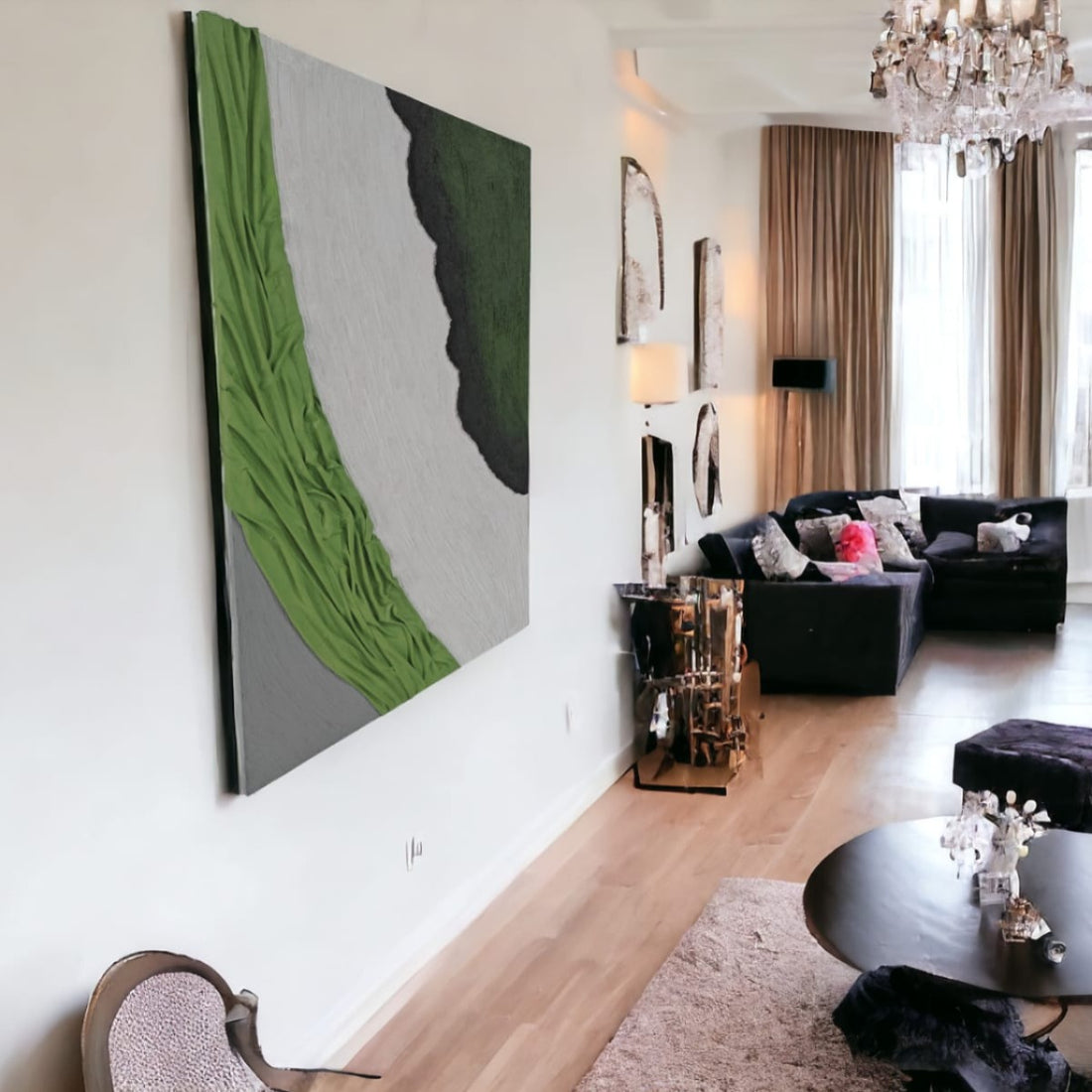 Premium Unique Luxury Modern Artisan Exclusive Handcrafted Abstract Olive Hues Wall Art