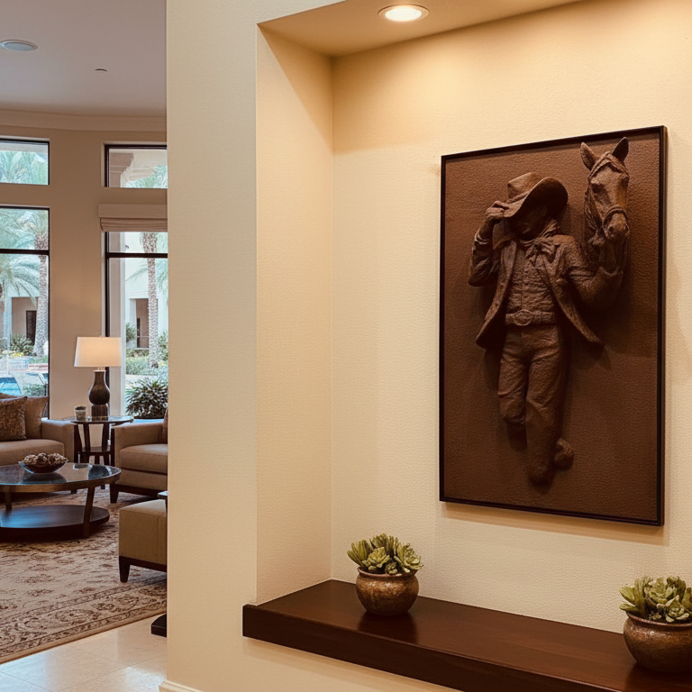 Premium Unique Luxury Modern Artisan Exclusive Handcrafted Abstract Man With Horse Wall Art