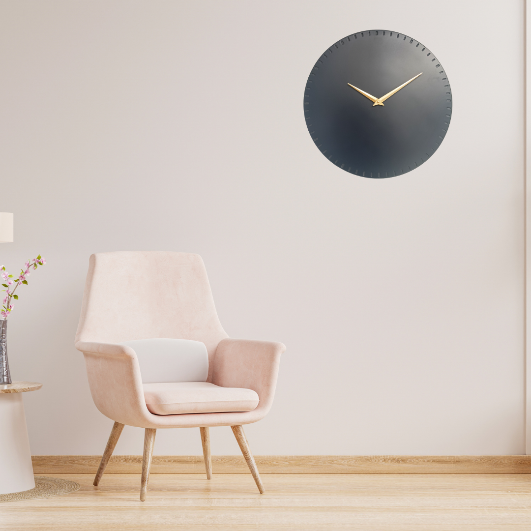 Designer Luxury Premium Minimalist Abstract Mordern  Metal And Wooden Stainley Wall Clock