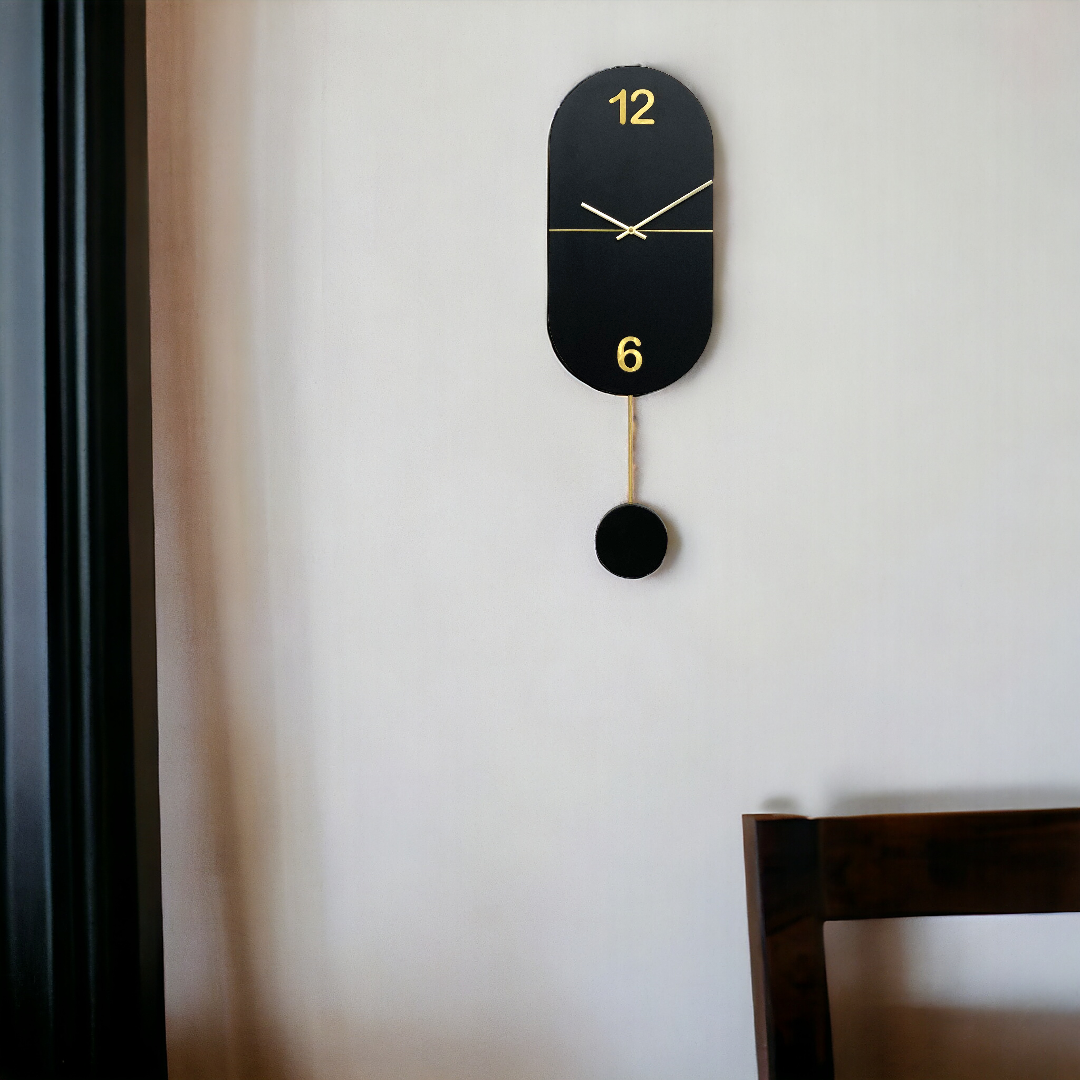 Designer Luxury Premium Minimalist Abstract Mordern  Metal And Wooden Marble Wall Clock