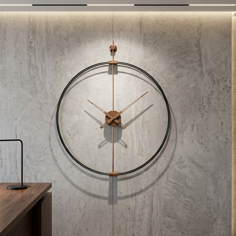 Designer Luxury Premium Minimalist Abstract Mordern  Metal And Wooden Axis Wall Clock