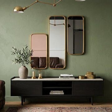 Asymmetrical Luxury  Modern Designer Unique Premium Triple Unity Mirror
