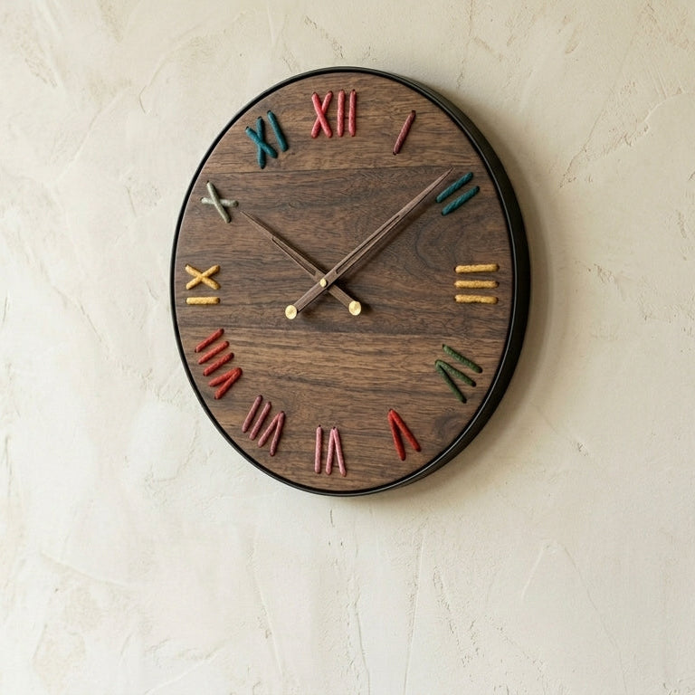 Designer Luxury Premium Minimalist Abstract Mordern  Metal And Wooden Artis Wall Clock