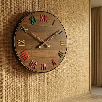 Designer Luxury Premium Minimalist Abstract Mordern  Metal And Wooden Artis Wall Clock