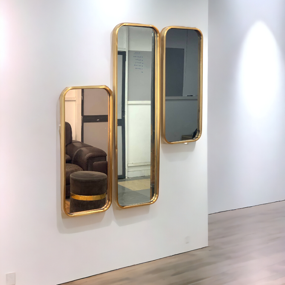 Asymmetrical Luxury  Modern Designer Unique Premium Triple Unity Mirror