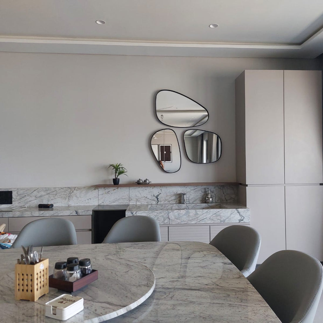 Asymmetrical Luxury  Modern Designer Unique Premium Trio Mirror