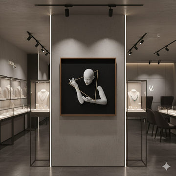 Premium Unique Luxury Modern Artisan Exclusive Handcrafted Abstract Lady With Traingle ring Wall Art