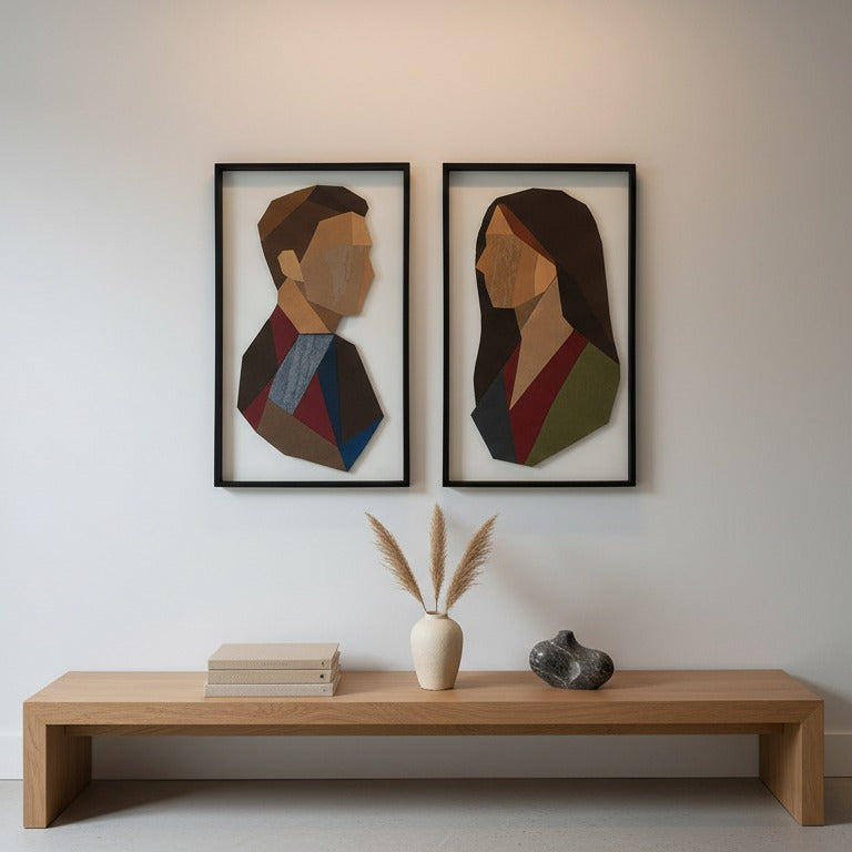 Premium Unique Luxury Modern Artisan Exclusive Handcrafted Abstract Parallel Souls Wall Art