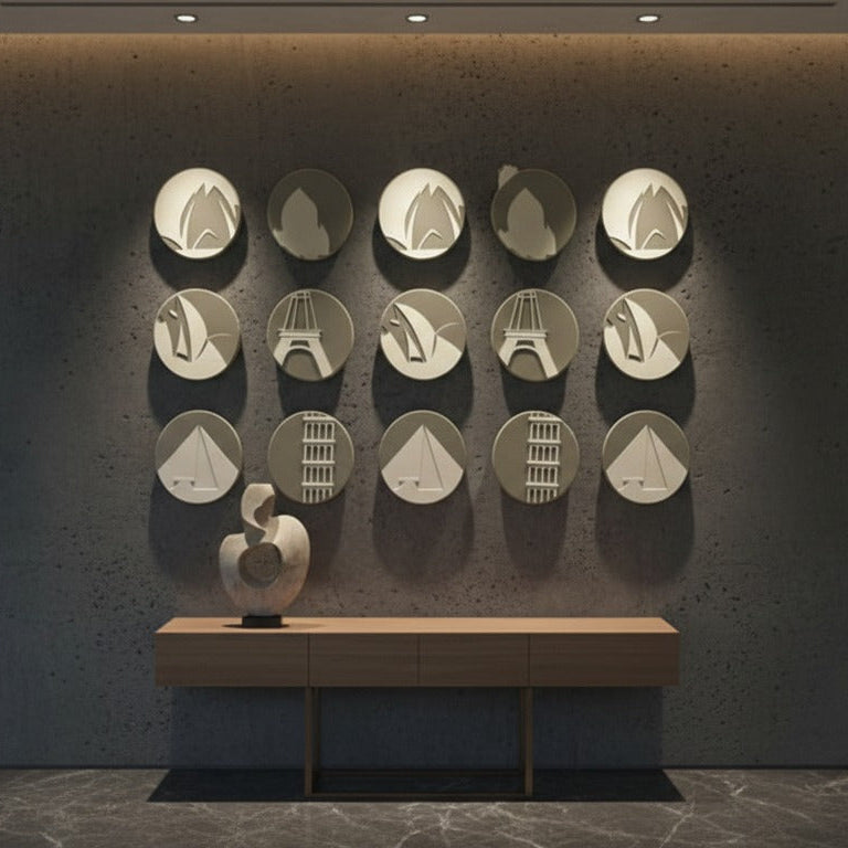 Premium Unique Luxury Modern Artisan Exclusive Handcrafted Abstract Atlas Disc Wall Art