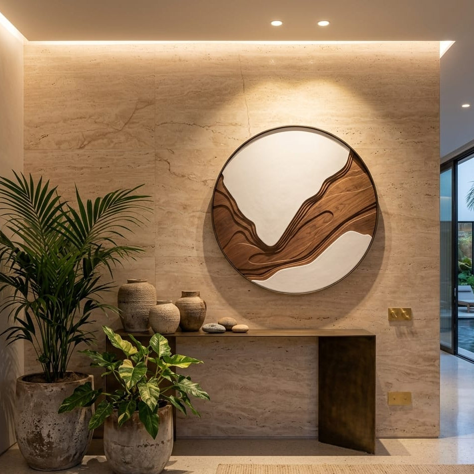 Premium Unique Luxury Modern Artisan Exclusive Handcrafted Abstract  Woodwave Circle Wall Art