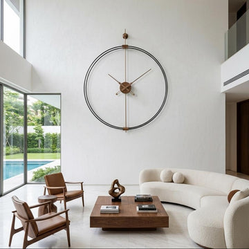Designer Luxury Premium Minimalist Abstract Mordern  Metal And Wooden Axis Wall Clock