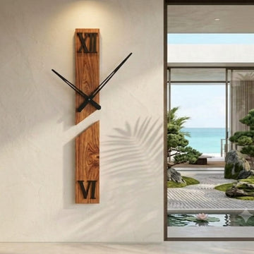 Designer Luxury Premium Minimalist Abstract Mordern  Metal And Wooden Rift Pro Wall Clock