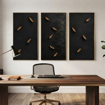 Premium Unique Luxury Modern Artisan Exclusive Handcrafted Abstract Voyage Trilogy Wall Art