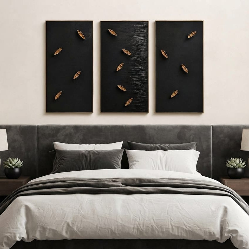 Premium Unique Luxury Modern Artisan Exclusive Handcrafted Abstract Voyage Trilogy Wall Art