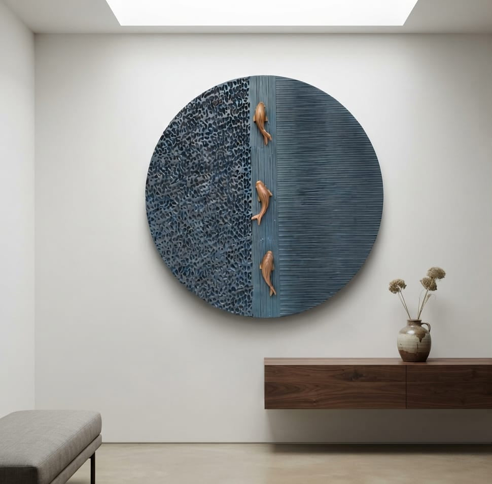 Premium Unique Luxury Modern Artisan Exclusive Handcrafted Abstract Aqua Wall Art