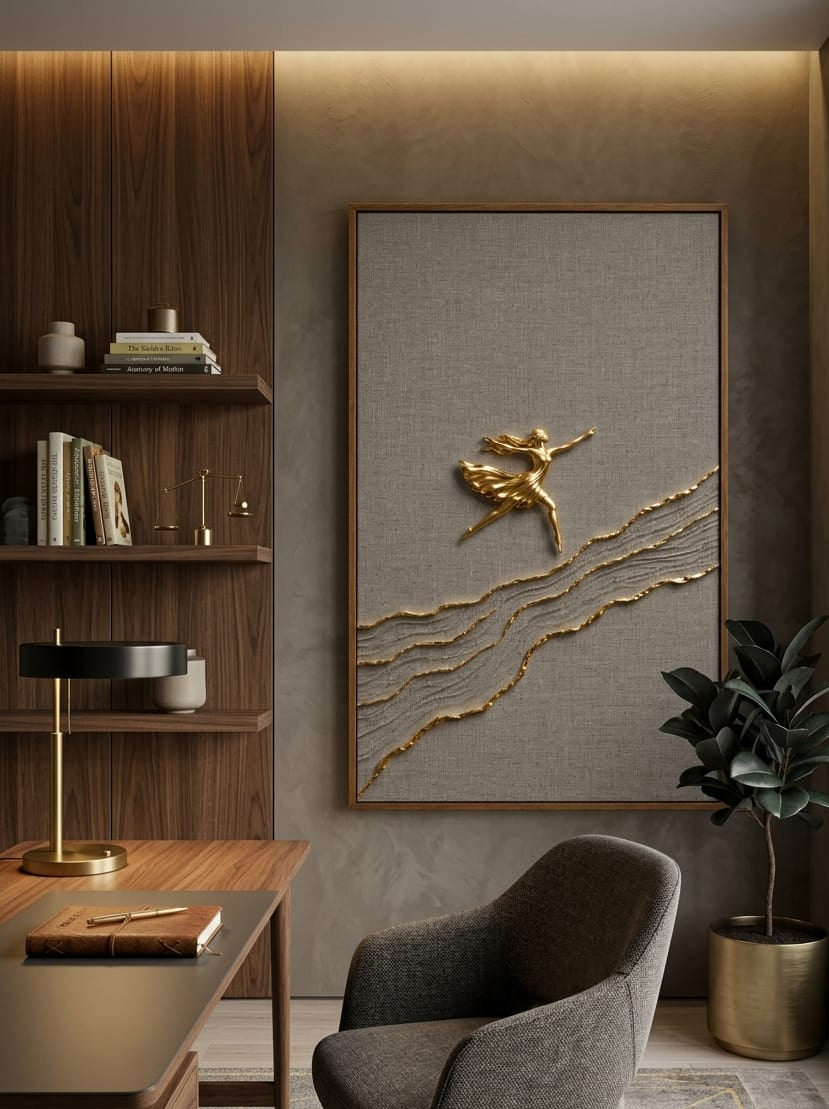 Premium Unique Luxury Modern Artisan Exclusive Handcrafted Abstract Golden Fairy Wall Art
