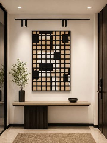 Premium Unique Luxury Modern Artisan Exclusive Handcrafted Abstract Grid Lines Wall Art