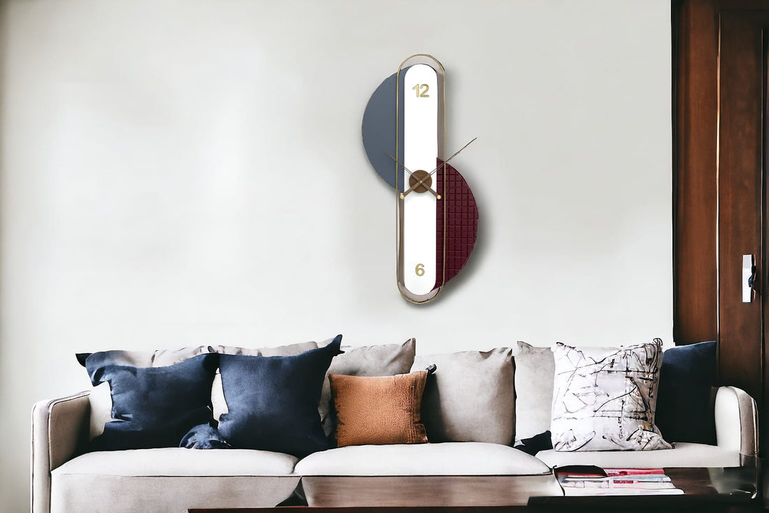 Designer Luxury Premium Minimalist Abstract Mordern  Metal And Wooden Fiesta Wall Clock
