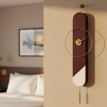 Designer Luxury Premium Minimalist Abstract Mordern  Metal And Wooden Quantum Wall Clock