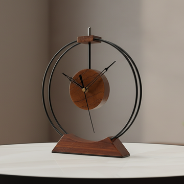 Designer Luxury Premium Minimalist Abstract Mordern  Metal And Wooden Nomon Table Clock