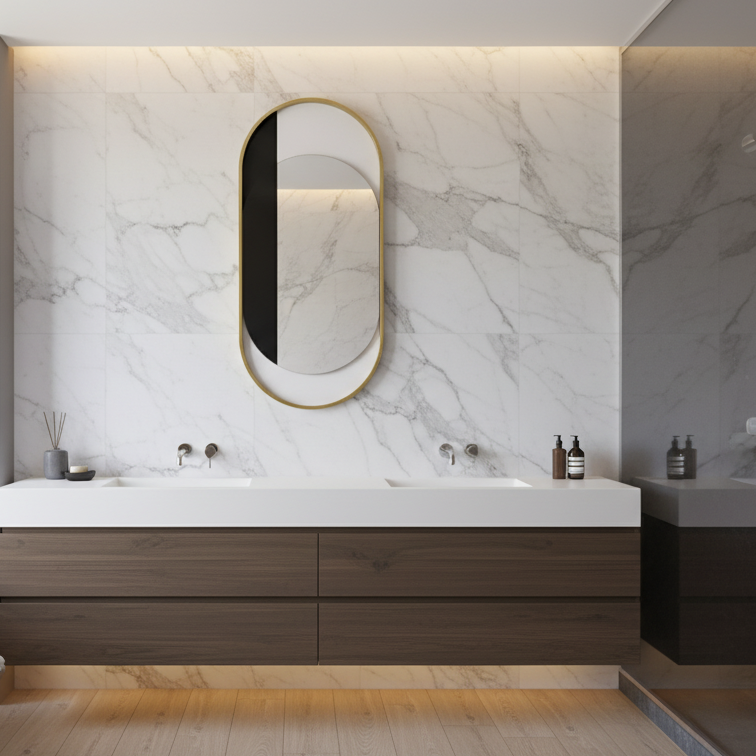 Asymmetrical Luxury  Modern Designer Unique Premium Oval Pro Mirror