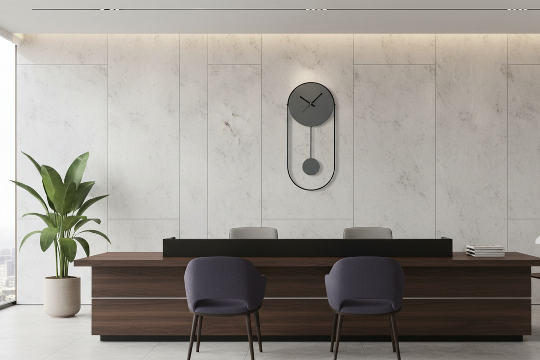 Designer Luxury Premium Minimalist Abstract Mordern  Metal And Wooden Oval Wall Clock