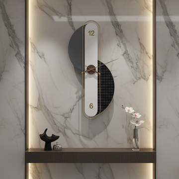 Designer Luxury Premium Minimalist Abstract Mordern  Metal And Wooden Fiesta Wall Clock