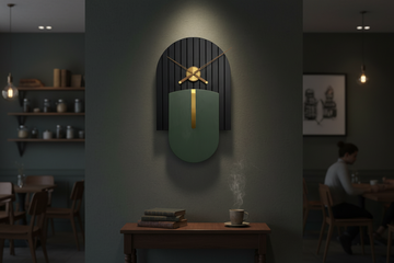 Designer Luxury Premium Minimalist Abstract Mordern  Metal And Wooden Amber Wall Clock