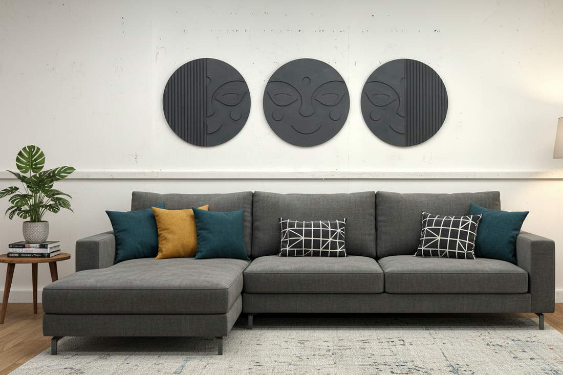 Premium Unique Luxury Modern Artisan Exclusive Handcrafted Abstract Trio Face Wall Art