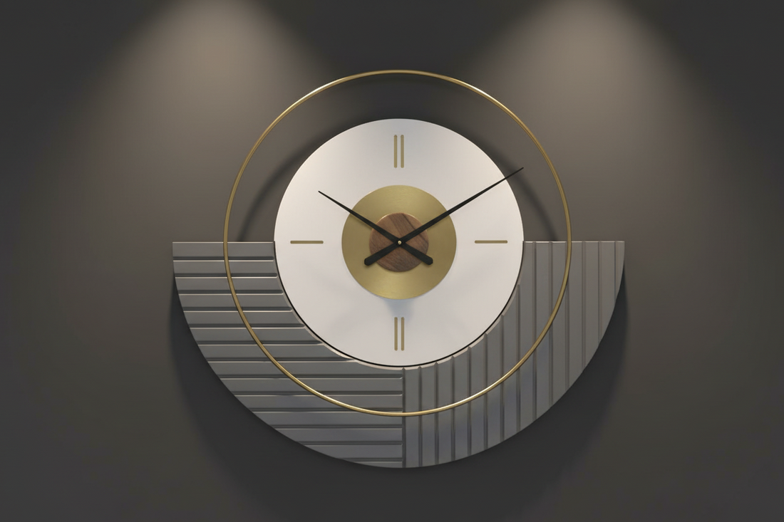 Designer Luxury Premium Minimalist Abstract Mordern  Metal And Wooden Neptune Wall Clock