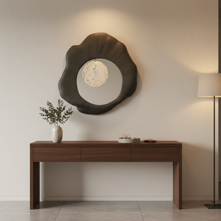 Asymmetrical Luxury  Modern Designer Unique Premium Orchid Mirror