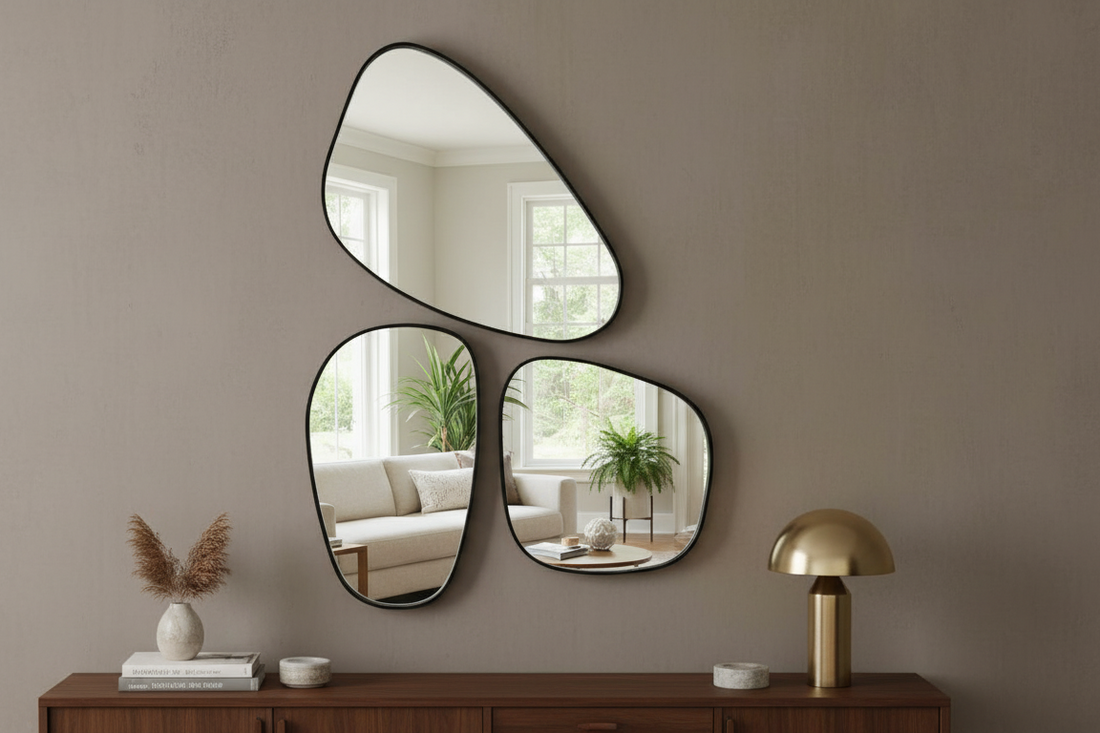 Asymmetrical Luxury  Modern Designer Unique Premium Trio Mirror