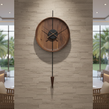 Chrono Wall Clock 15"x33" | Wood & Metal Designer Timepiece