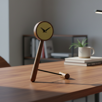 Designer Luxury Premium Minimalist Abstract Mordern  Metal And Wooden Elight Table Clock