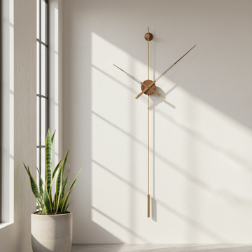 Designer Luxury Premium Minimalist Abstract Mordern  Metal And Wooden Alpha Wall Clock