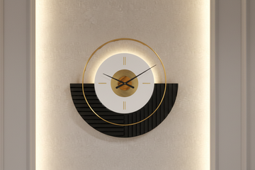 Designer Luxury Premium Minimalist Abstract Mordern  Metal And Wooden Neptune Wall Clock