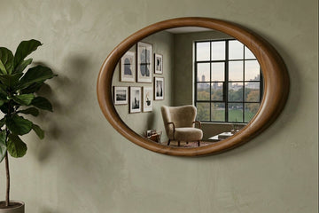 Teak Wood Irregular Organic Shape Asymmetrical Luxury  Modern Designer Unique Premium Fable Mirror